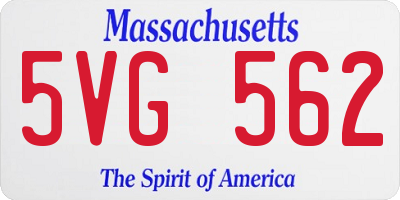 MA license plate 5VG562