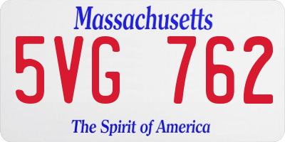 MA license plate 5VG762