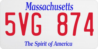 MA license plate 5VG874