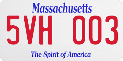 MA license plate 5VH003