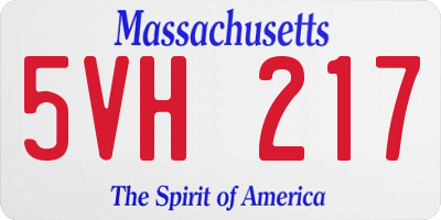 MA license plate 5VH217