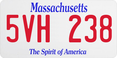 MA license plate 5VH238