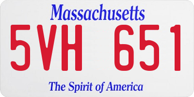 MA license plate 5VH651