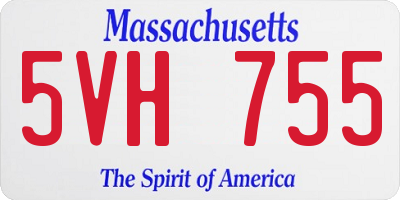 MA license plate 5VH755