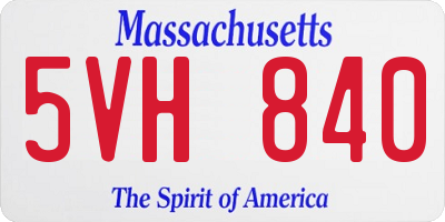 MA license plate 5VH840