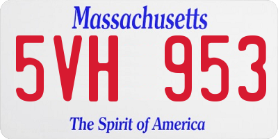 MA license plate 5VH953