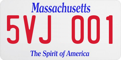 MA license plate 5VJ001
