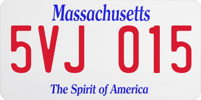 MA license plate 5VJ015