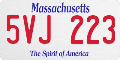 MA license plate 5VJ223