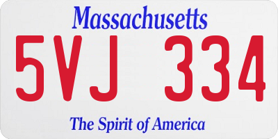 MA license plate 5VJ334