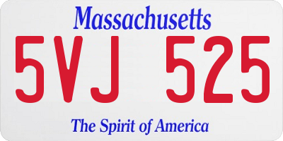 MA license plate 5VJ525