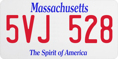 MA license plate 5VJ528