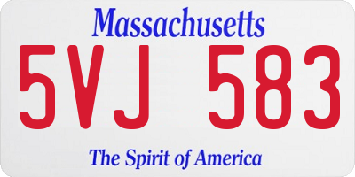 MA license plate 5VJ583