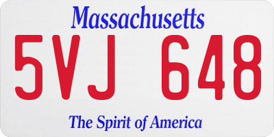 MA license plate 5VJ648