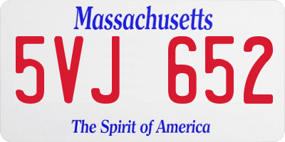 MA license plate 5VJ652