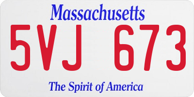 MA license plate 5VJ673