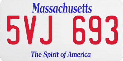 MA license plate 5VJ693