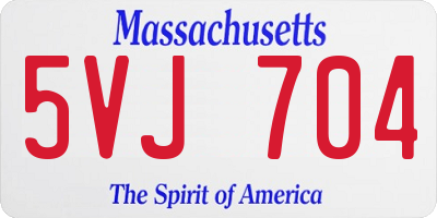 MA license plate 5VJ704