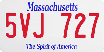 MA license plate 5VJ727