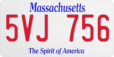 MA license plate 5VJ756
