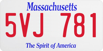 MA license plate 5VJ781