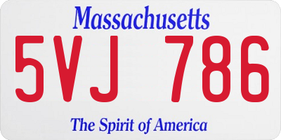 MA license plate 5VJ786