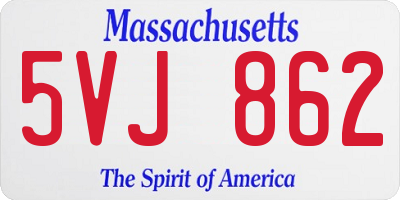 MA license plate 5VJ862
