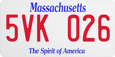 MA license plate 5VK026