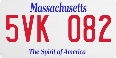 MA license plate 5VK082
