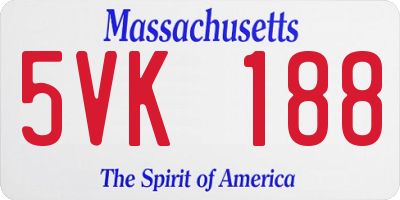 MA license plate 5VK188