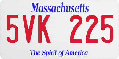 MA license plate 5VK225