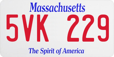 MA license plate 5VK229