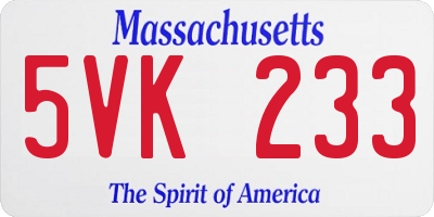 MA license plate 5VK233
