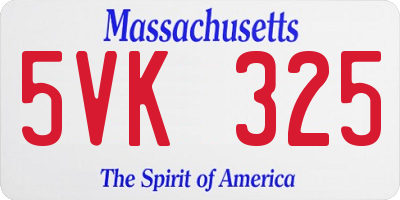 MA license plate 5VK325