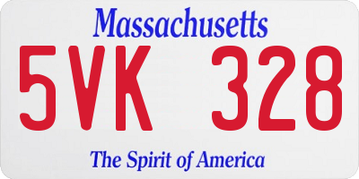 MA license plate 5VK328