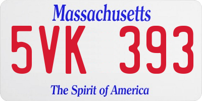 MA license plate 5VK393