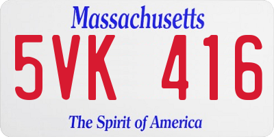 MA license plate 5VK416