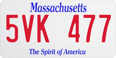MA license plate 5VK477