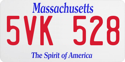 MA license plate 5VK528