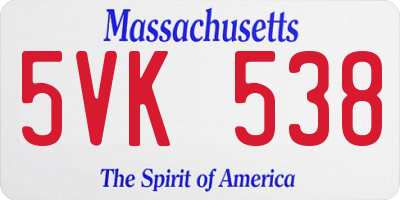 MA license plate 5VK538