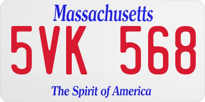 MA license plate 5VK568