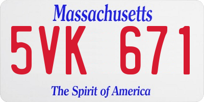 MA license plate 5VK671