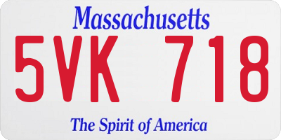 MA license plate 5VK718