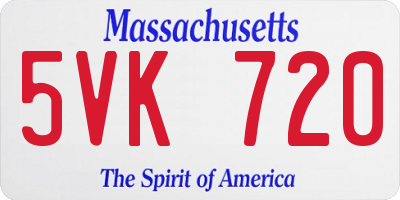 MA license plate 5VK720