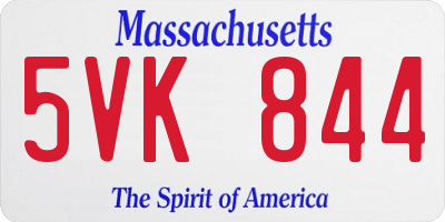MA license plate 5VK844