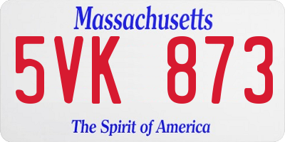 MA license plate 5VK873