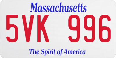 MA license plate 5VK996