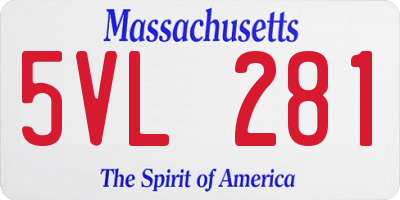 MA license plate 5VL281