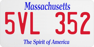 MA license plate 5VL352