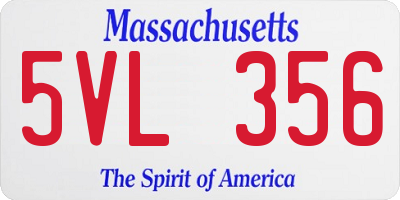 MA license plate 5VL356